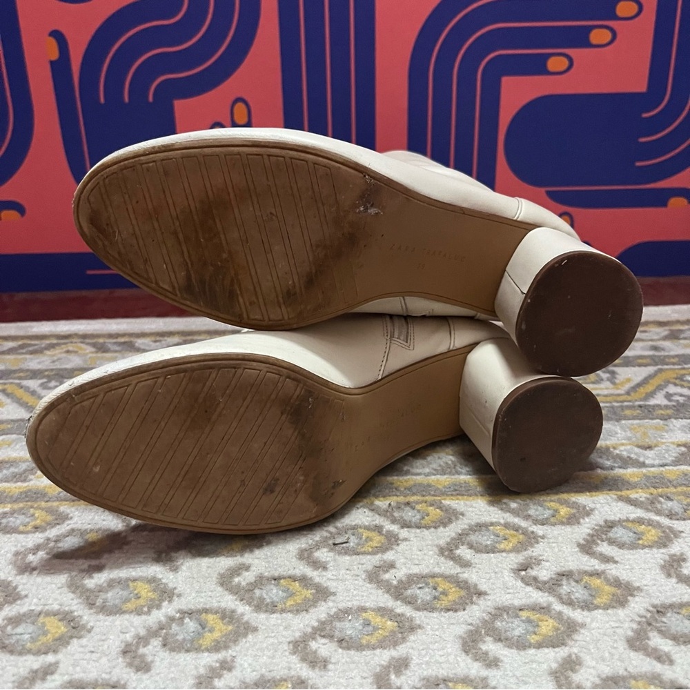 Zara Cream Lace-Up Ankle Booties - Picture 7 of 10